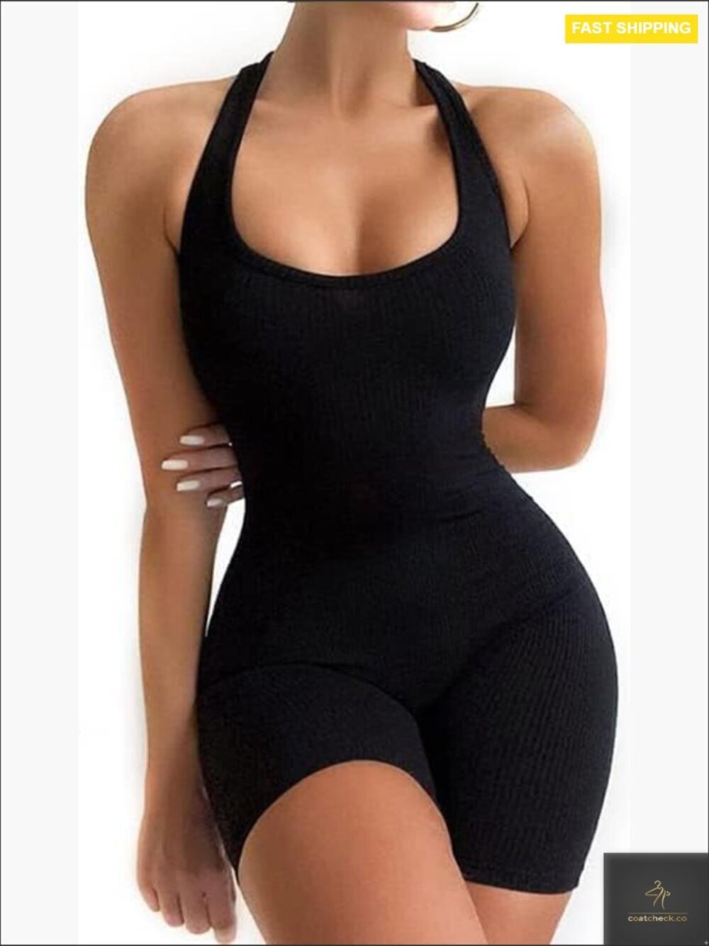 Sleeveless Backless Bodycon Jumpsuit Ribbed Stretch Slim Fit Sexy Romper